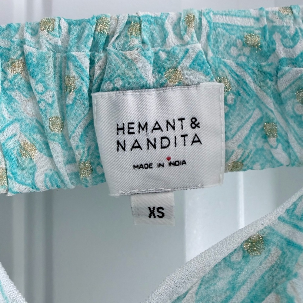 Hemant & Nandita Matching Two Piece Crop Top Sz XS Pants Sz S Women's Vacation - Picture 3 of 16